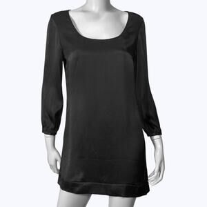 Express Y2K Black Silk Mini Dress Women's S Minimalist Goth Party